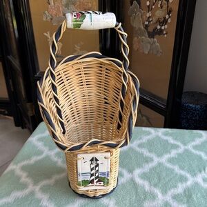 Nautical design Wicker ceramic wine bottle Basket with Handle